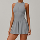 stand Collar Athletic Dress - Outdoor Running Tennis Fitness Bodysuit Jumpsuit