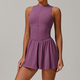stand Collar Athletic Dress - Outdoor Running Tennis Fitness Bodysuit Jumpsuit