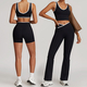 women's Yoga Set 2 Piece Shorts Vest Workout Bra High Waist Gym Flares Legging Fitness Wear
