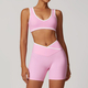 women's Yoga Set 2 Piece Shorts Vest Workout Bra High Waist Gym Flares Legging Fitness Wear