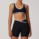 women's Yoga Set 2 Piece Shorts Vest Workout Bra High Waist Gym Flares Legging Fitness Wear