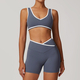 women's Yoga Set 2 Piece Shorts Vest Workout Bra High Waist Gym Flares Legging Fitness Wear