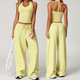 yoga Gym Set 2 Pieces Women Wide Leg Straight Pants Sports Tank Suit