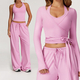 yoga Gym Set 2 Pieces Women Wide Leg Straight Pants Sports Tank Suit