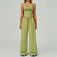 yoga Gym Set 2 Pieces Women Wide Leg Straight Pants Sports Tank Suit