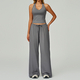 yoga Gym Set 2 Pieces Women Wide Leg Straight Pants Sports Tank Suit