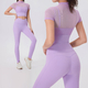 mesh Short Sleeve Yoga Set With Buttery Soft Leggings