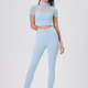 mesh Short Sleeve Yoga Set With Buttery Soft Leggings