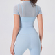 mesh Short Sleeve Yoga Set With Buttery Soft Leggings