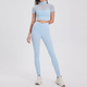 mesh Short Sleeve Yoga Set With Buttery Soft Leggings