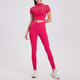 mesh Short Sleeve Yoga Set With Buttery Soft Leggings
