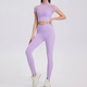 mesh Short Sleeve Yoga Set With Buttery Soft Leggings