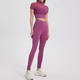mesh Short Sleeve Yoga Set With Buttery Soft Leggings