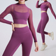 women's 2-Piece Yoga Set Long Sleeve Mesh Gym Dress With Chest Pad