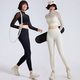 women's 2-Piece Yoga Set Long Sleeve Mesh Gym Dress With Chest Pad