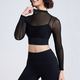 women's 2-Piece Yoga Set Long Sleeve Mesh Gym Dress With Chest Pad