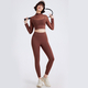 women's 2-Piece Yoga Set Long Sleeve Mesh Gym Dress With Chest Pad