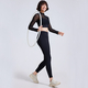 women's 2-Piece Yoga Set Long Sleeve Mesh Gym Dress With Chest Pad