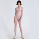 women's 2-Piece Yoga Set Long Sleeve Mesh Gym Dress With Chest Pad