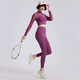 women's 2-Piece Yoga Set Long Sleeve Mesh Gym Dress With Chest Pad