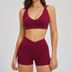 women's High Waist Cycling Shorts & Yoga Bra Set