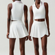 yoga Sets 2 Piece Women Gym Crop Tops Tennis Skirts Sports Suits Breathable Quick Dry