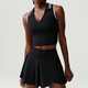 yoga Sets 2 Piece Women Gym Crop Tops Tennis Skirts Sports Suits Breathable Quick Dry