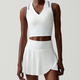 yoga Sets 2 Piece Women Gym Crop Tops Tennis Skirts Sports Suits Breathable Quick Dry