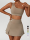 one Shoulder Yoga Skirt Set With High Waist Crop Top