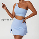 one Shoulder Yoga Skirt Set With High Waist Crop Top