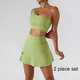 one Shoulder Yoga Skirt Set With High Waist Crop Top