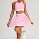 women’S Two-Piece Yoga Set High Waist Tennis Skirt Crop Top Gym Suit Breathable Sportswear