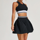 women’S Two-Piece Yoga Set High Waist Tennis Skirt Crop Top Gym Suit Breathable Sportswear