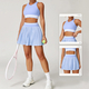 women’S Two-Piece Yoga Set High Waist Tennis Skirt Crop Top Gym Suit Breathable Sportswear