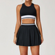 women’S Two-Piece Yoga Set High Waist Tennis Skirt Crop Top Gym Suit Breathable Sportswear