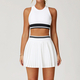 women’S Two-Piece Yoga Set High Waist Tennis Skirt Crop Top Gym Suit Breathable Sportswear