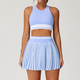 women’S Two-Piece Yoga Set High Waist Tennis Skirt Crop Top Gym Suit Breathable Sportswear
