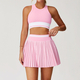 women’S Two-Piece Yoga Set High Waist Tennis Skirt Crop Top Gym Suit Breathable Sportswear