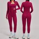 yoga Set 3-Piece Women Long Sleeve Crop Top Fitness Tracksuit With Leggings