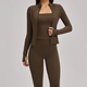 yoga Set 3-Piece Women Long Sleeve Crop Top Fitness Tracksuit With Leggings