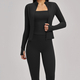 yoga Set 3-Piece Women Long Sleeve Crop Top Fitness Tracksuit With Leggings