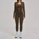 yoga Set 3-Piece Women Long Sleeve Crop Top Fitness Tracksuit With Leggings