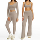 women’S 2 Piece Yoga Tracksuit With Cross Back Long Sleeve Top And Leggings