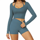 women’S 2 Piece Yoga Tracksuit With Cross Back Long Sleeve Top And Leggings