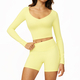 women’S 2 Piece Yoga Tracksuit With Cross Back Long Sleeve Top And Leggings