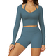 women’S 2 Piece Yoga Tracksuit With Cross Back Long Sleeve Top And Leggings