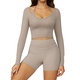 women’S 2 Piece Yoga Tracksuit With Cross Back Long Sleeve Top And Leggings