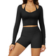 women’S 2 Piece Yoga Tracksuit With Cross Back Long Sleeve Top And Leggings