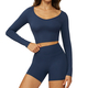 women’S 2 Piece Yoga Tracksuit With Cross Back Long Sleeve Top And Leggings