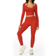 women’S 2 Piece Yoga Tracksuit With Cross Back Long Sleeve Top And Leggings